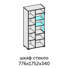 Аллегро-10 Шкаф 2дв. (со стеклом) (дуб крафт золотой-камень темный) в Когалыме - kogalym.mebel24.online | фото 2