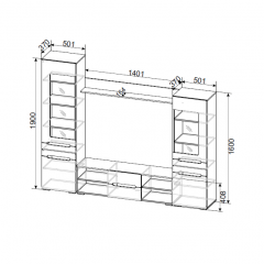 Гостиная МГС 6 Исполнение 1 (Венге/Белый глянец) в Когалыме - kogalym.mebel24.online | фото 3