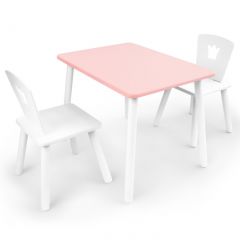 Комплект детской мебели стол и два стула Корона  (Розовый/Белый/Белый) в Когалыме - kogalym.mebel24.online | фото 1