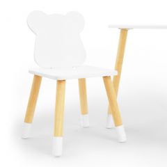 Комплект детской мебели стол и два стула Мишутка (Белый/Белый/Береза) в Когалыме - kogalym.mebel24.online | фото