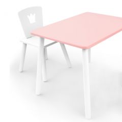 Комплект детской мебели стол и стул Корона (Розовый/Белый/Белый) в Когалыме - kogalym.mebel24.online | фото