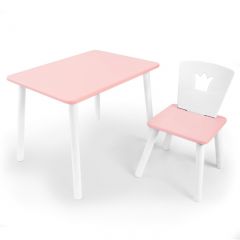 Комплект детской мебели стол и стул Корона (Розовый/Розовый/Белый) в Когалыме - kogalym.mebel24.online | фото 1