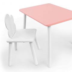 Комплект детской мебели стол и стул Облачко (Розывый/Белый/Белый) в Когалыме - kogalym.mebel24.online | фото 1