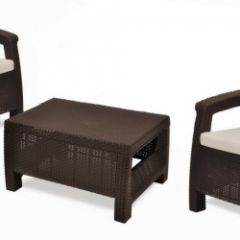 Комплект мебели Корфу Уикенд (Corfu Weekend) коричневый - серо-бежевый * в Когалыме - kogalym.mebel24.online | фото 1