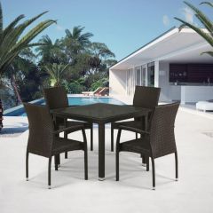 Комплект плетеной мебели T257A/YC379A-W53 Brown (4+1) + подушки на стульях в Когалыме - kogalym.mebel24.online | фото 1