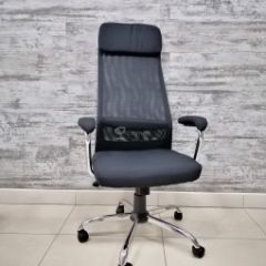 Кресло Barneo K-115 для персонала (черная ткань, черная сетка) в Когалыме - kogalym.mebel24.online | фото 1
