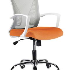 Кресло BRABIX "Wings MG-306", пластик белый, хром, сетка, серое/оранжевое, 532011 в Когалыме - kogalym.mebel24.online | фото