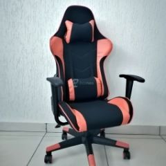 Кресло геймерское Barneo K-50 (черная сетка оранжевые вставки) в Когалыме - kogalym.mebel24.online | фото