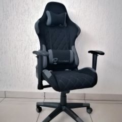 Кресло геймерское Barneo K-51 (черная ткань серые вставки) в Когалыме - kogalym.mebel24.online | фото 1