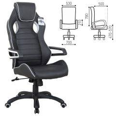 Кресло компьютерное BRABIX Techno Pro GM-003 (экокожа черное/серое, вставки серые) 531814 в Когалыме - kogalym.mebel24.online | фото