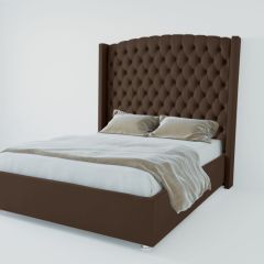 Кровать Берлин ЛЮКС с ПМ 1200 (экокожа коричневая) в Когалыме - kogalym.mebel24.online | фото 2