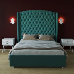 Кровать Берлин ЛЮКС с ПМ 1200 (велюр бирюзовый) в Когалыме - kogalym.mebel24.online | фото 2