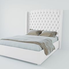 Кровать Берлин ЛЮКС с ПМ 2000 (экокожа белая) в Когалыме - kogalym.mebel24.online | фото 2