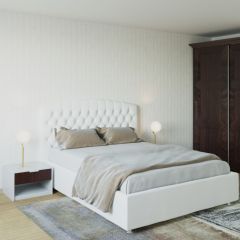 Кровать Берлин с ПМ 1600 (экокожа белая) в Когалыме - kogalym.mebel24.online | фото 2