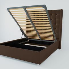Кровать Венеция ЛЮКС с ПМ 1200 (экокожа коричневая) в Когалыме - kogalym.mebel24.online | фото