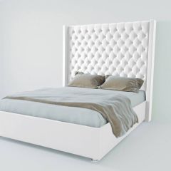 Кровать Версаль ЛЮКС с ПМ 1400 (экокожа белая) в Когалыме - kogalym.mebel24.online | фото