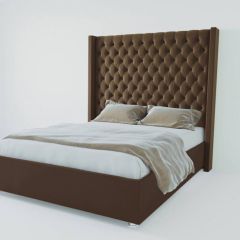 Кровать Версаль ЛЮКС с ПМ 1600 (экокожа коричневая) в Когалыме - kogalym.mebel24.online | фото