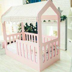 Кровать-домик без ящика 800*1600 (Розовый) в Когалыме - kogalym.mebel24.online | фото
