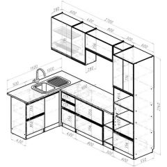 Кухонный гарнитур Ноктюрн мега прайм 1500х2700 мм в Когалыме - kogalym.mebel24.online | фото 2