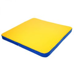 Мат гимнастический 1,36х1,36х0,08м складной закругленные углы цв. синий-желтый (для ДСК Игрунок) в Когалыме - kogalym.mebel24.online | фото