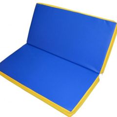 Мат гимнастический 1х1х0,08м складной цв. синий-желтый в Когалыме - kogalym.mebel24.online | фото 1
