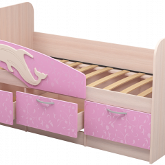 Кровать Дельфин 1,6 (Дуб молочный/фасад - Ламарти розовый) в Когалыме - kogalym.mebel24.online | фото