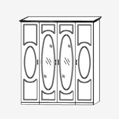 Прованс-2 Шкаф 4-х дверный с 2 зеркалами (Итальянский орех/Груша с платиной черной) в Когалыме - kogalym.mebel24.online | фото