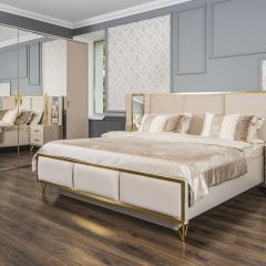 Шкаф 5-ти ств с зеркалами Lara (бежевый глянец) в Когалыме - kogalym.mebel24.online | фото 4