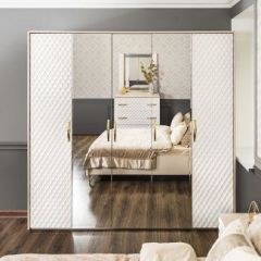 Шкаф 5-ти ств с зеркалами Lara (белый глянец) в Когалыме - kogalym.mebel24.online | фото 4