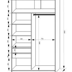 Шкаф-купе 1400 серии SOFT D1+D3+B2+PL1 (2 ящика+1штанга) профиль «Графит» в Когалыме - kogalym.mebel24.online | фото 3