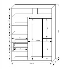 Шкаф-купе 1500 серии NEW CLASSIC K4+K4+B2+PL4 (2 ящика+F обр. штанга) профиль «Капучино» в Когалыме - kogalym.mebel24.online | фото 3