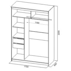 Шкаф-купе №19 Серия 3 Квадро (1700) Ясень Анкор светлый в Когалыме - kogalym.mebel24.online | фото 4