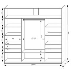 Шкаф-купе 2100 серии SOFT D2+D7+D3+B22+PL2 (по 2 ящика лев/прав+1штанга+1полка) профиль «Графит» в Когалыме - kogalym.mebel24.online | фото 3