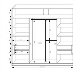 Шкаф-купе 2150 серии NEW CLASSIC K4+K4+K4+B22+PL4(по 2 ящика лев/прав+F обр.штанга) профиль «Капучино» в Когалыме - kogalym.mebel24.online | фото 3