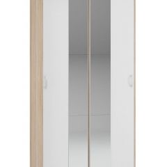 Шкаф-купе Бассо 1.0 (Дуб Сонома/Белый) 2 двери 2 зеркальные вставки в Когалыме - kogalym.mebel24.online | фото