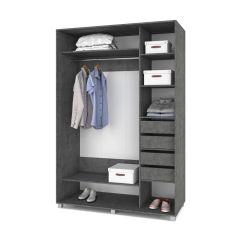 РОЛАНД Шкаф-купе зеркалом Камень темный (600*1500) Р652 в Когалыме - kogalym.mebel24.online | фото 4