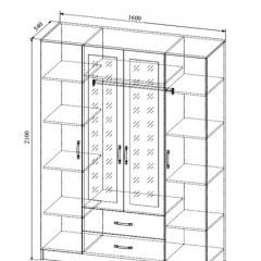 СОФИ СШК1600.1Шкаф 4-х ств с2мя зерк, 2 ящиками в Когалыме - kogalym.mebel24.online | фото 2