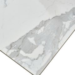 Стол CREMONA 140 HIGH GLOSS STATUARIO Белый мрамор глянцевый, керамика/ белый каркас, ®DISAUR в Когалыме - kogalym.mebel24.online | фото 5