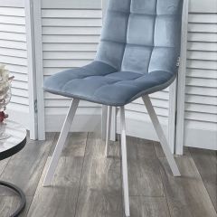 Стул CHILLI SQUARE G108-56 пудровый синий, велюр/ белый каркас М-City в Когалыме - kogalym.mebel24.online | фото 6