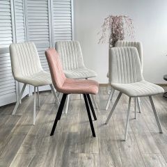 Стул ELVIS WZ2042-18 белая галька фактурный велюр / белый каркас М-City в Когалыме - kogalym.mebel24.online | фото 2