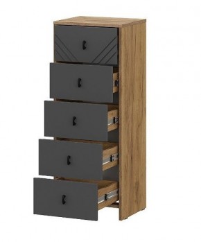БАЙКАЛ Комод (5 ящиков) Графит/Дуб золотой в Когалыме - kogalym.mebel24.online | фото 2
