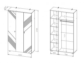 БАЙКАЛ Шкаф трехстворчатый (Графит/Дуб золотой) в Когалыме - kogalym.mebel24.online | фото 3