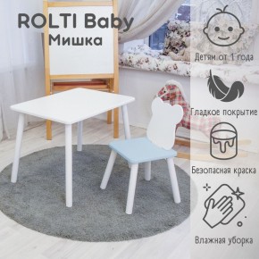 Детский комплект стол и стул «Мишка» Rolti Baby  (голубая столешница/голубое сиденье/белые ножки) в Когалыме - kogalym.mebel24.online | фото