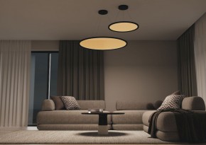 DK6616-BK Подвесной горизонтальный светильник Veil со светодиодом H900 d600 220V 48W 3000-6000K IP20 черный алюминий в Когалыме - kogalym.mebel24.online | фото 5
