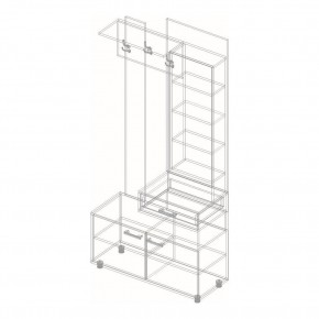 ГРАФ Вешалка с зеркалом ПРАВОЕ исполнение (темно серый) в Когалыме - kogalym.mebel24.online | фото 2