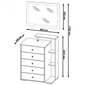 Камелия Комод + Зеркало, цвет дуб сонома, ШхГхВ 80х46,8х178 см., НЕ универсальная сборка в Когалыме - kogalym.mebel24.online | фото 4