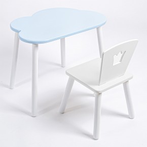 Комплект детский стол ОБЛАЧКО и стул КОРОНА ROLTI Baby (голубая  столешница/белое сиденье/белые ножки) в Когалыме - kogalym.mebel24.online | фото