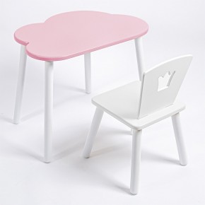 Комплект детский стол ОБЛАЧКО и стул КОРОНА ROLTI Baby (розовая столешница/белое сиденье/белые ножки) в Когалыме - kogalym.mebel24.online | фото