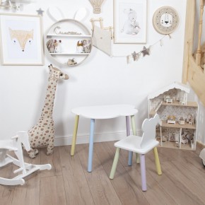 Комплект детский стол ОБЛАЧКО и стул МИШКА ROLTI Baby (белая столешница/белое сиденье/цветные ножки) в Когалыме - kogalym.mebel24.online | фото