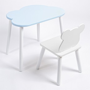 Комплект детский стол ОБЛАЧКО и стул МИШКА ROLTI Baby (голубая столешница/белое сиденье/белые ножки) в Когалыме - kogalym.mebel24.online | фото 1